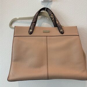 Elegant Tan Handbag with Snakeskin Accents